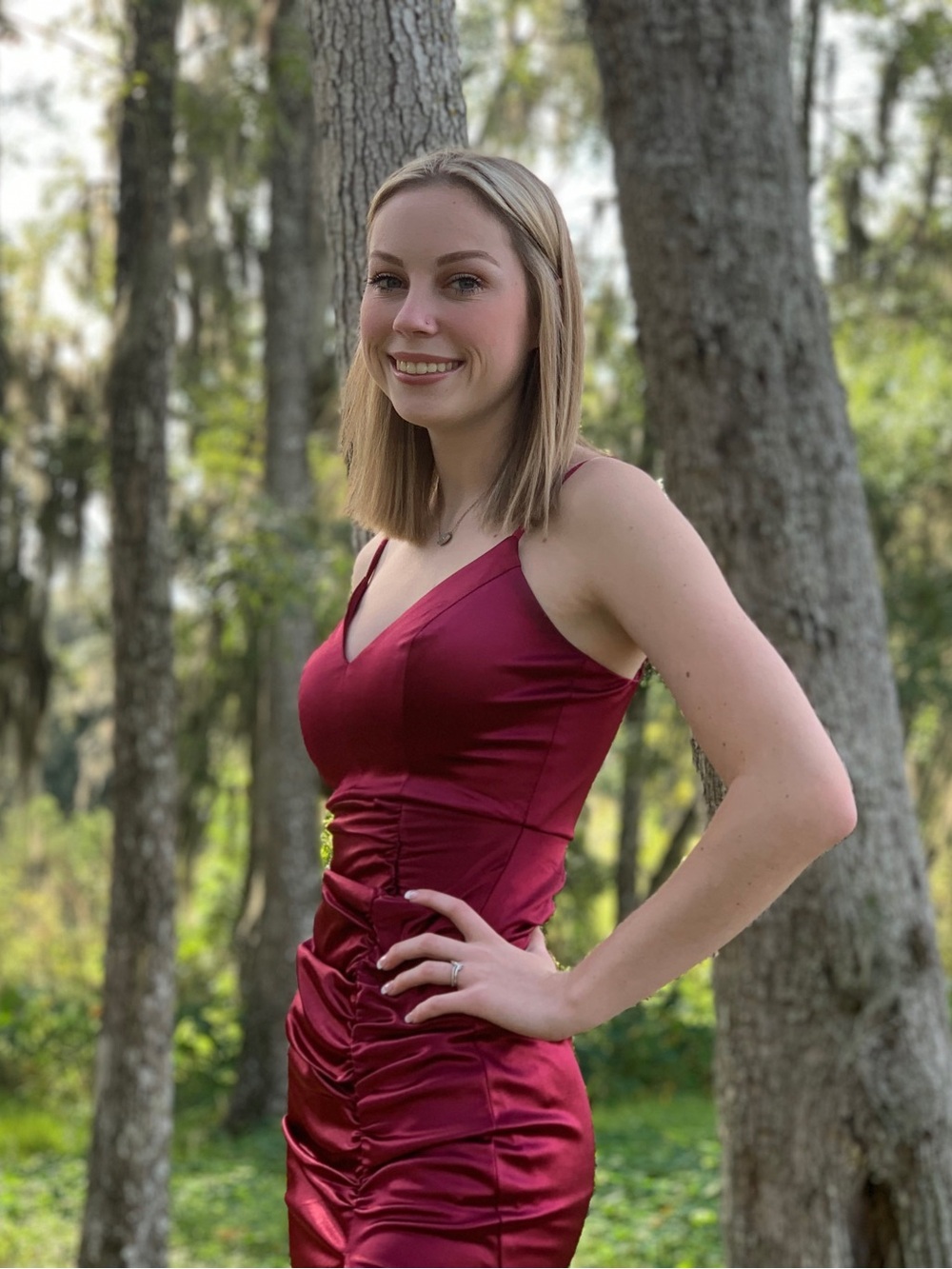Honey and Rosie Satin Burgundy Ruched Mini Dress size XS